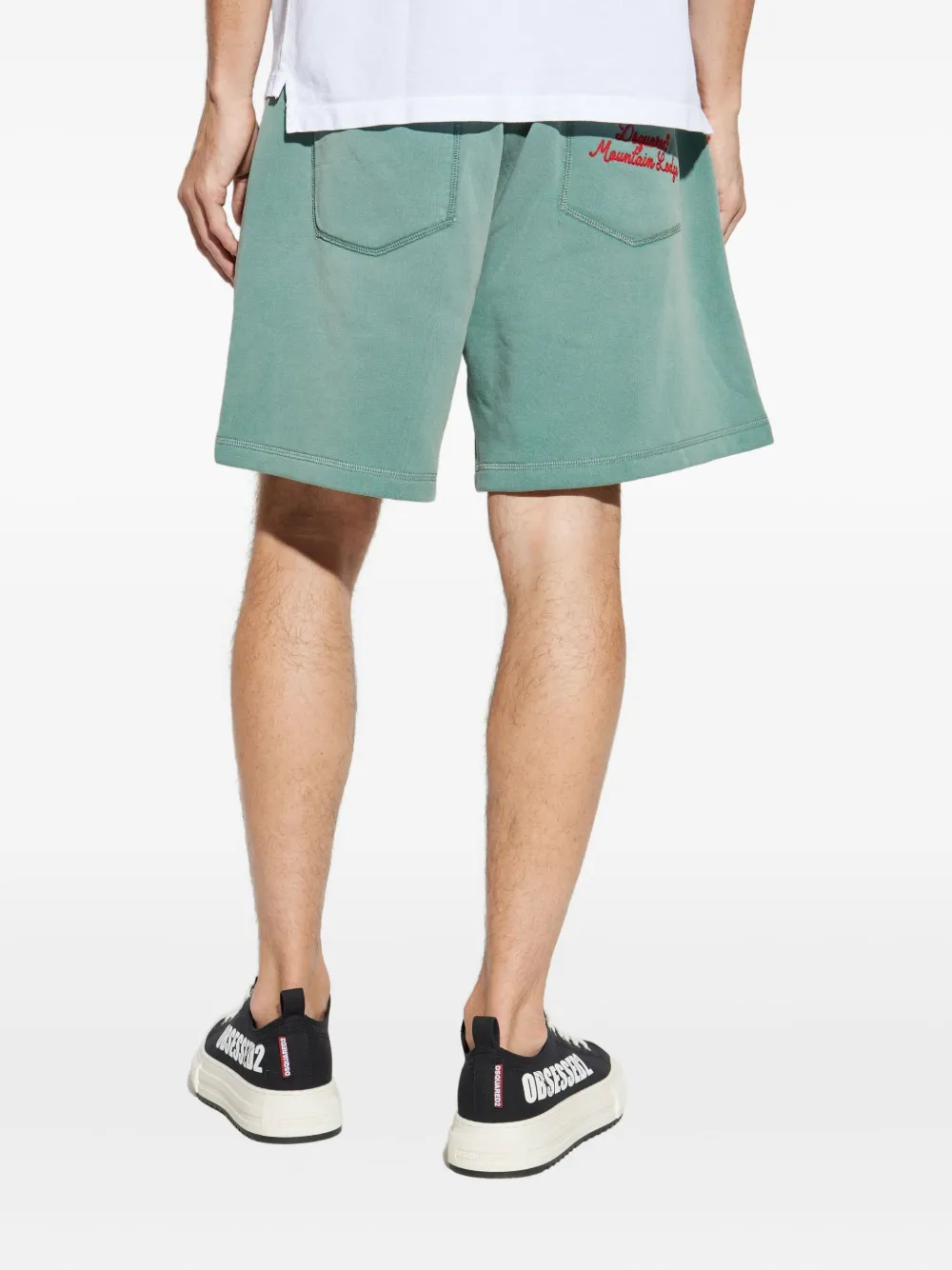 Dsquared2 Logo-embroidered Cotton Shorts In Green
