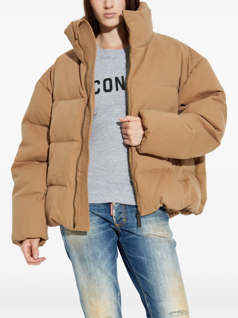 DSQUARED2 Gewatteerd jack met hertenprint Bruin