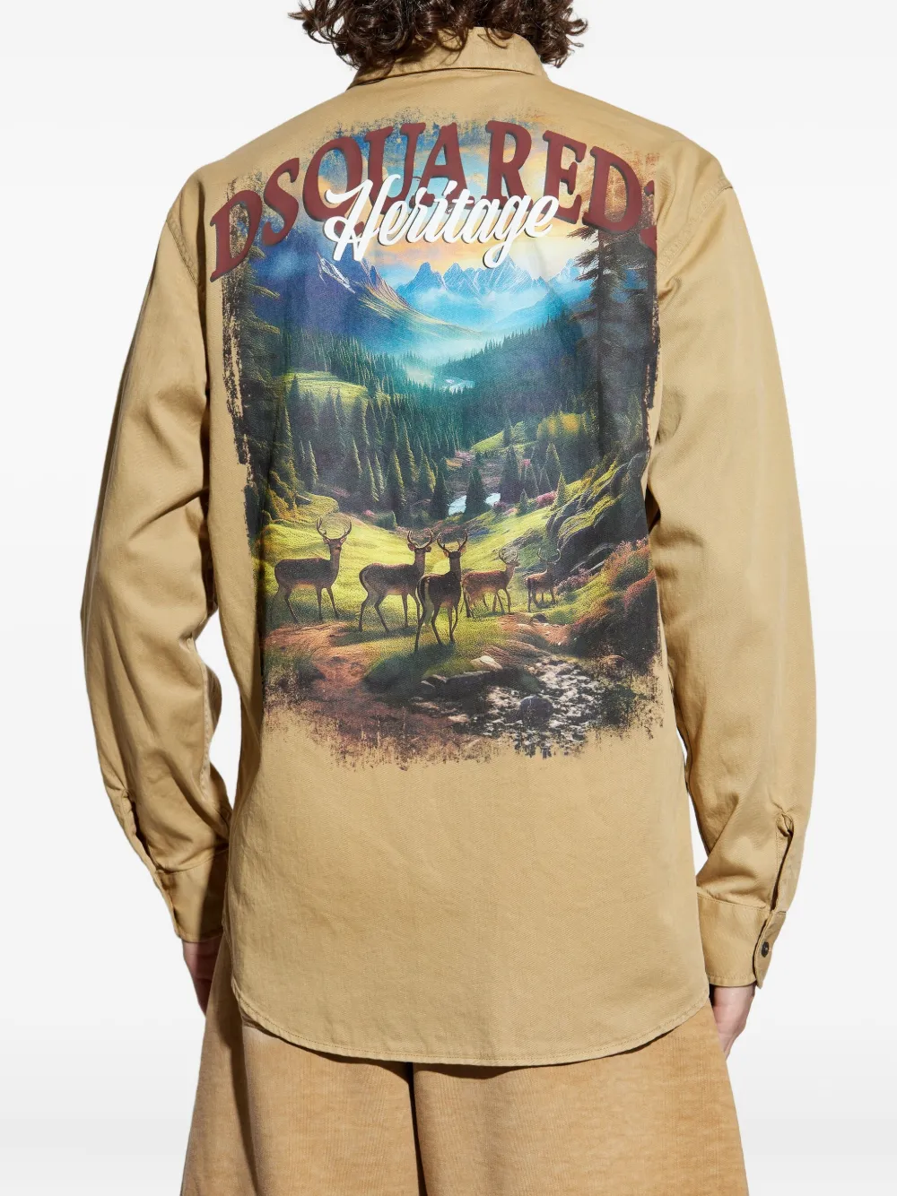 Dsquared2 Double-pockets Landscape Shirt Jacket In Brown
