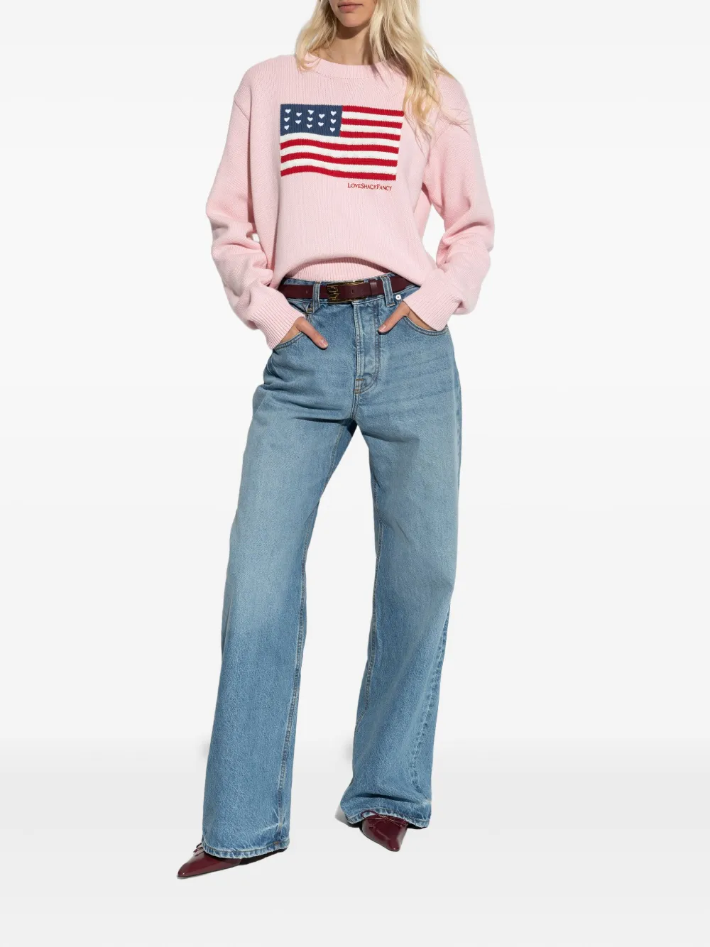 LoveShackFancy Blushing flag-knit sweater | Knitted Sweaters | Image 2