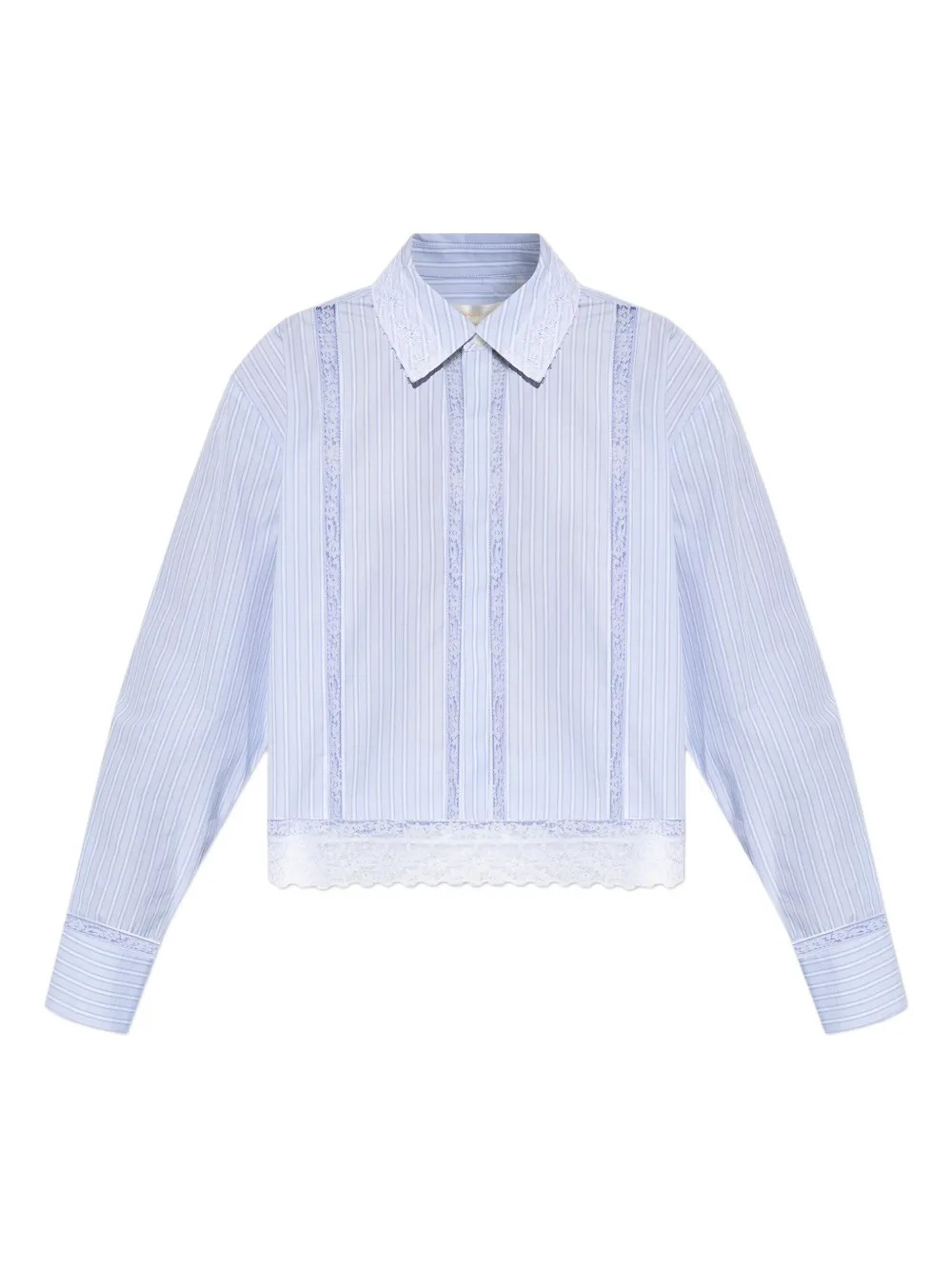 LoveShackFancy Delano lace-trimmed striped shirt | Blue | Image 1