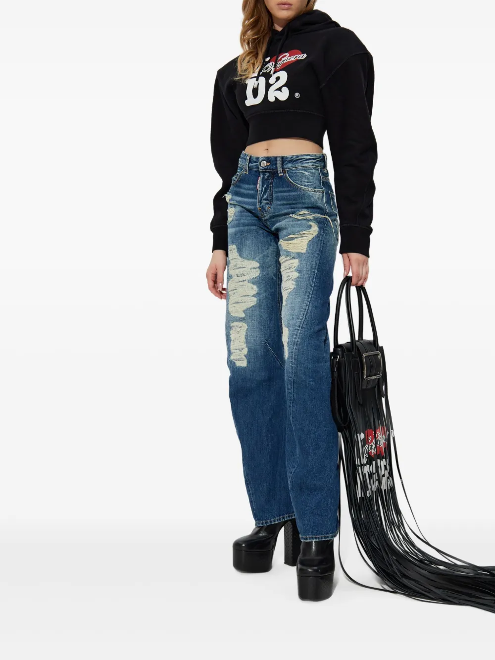 Dsquared2 Graphic-print Hoodie In Black