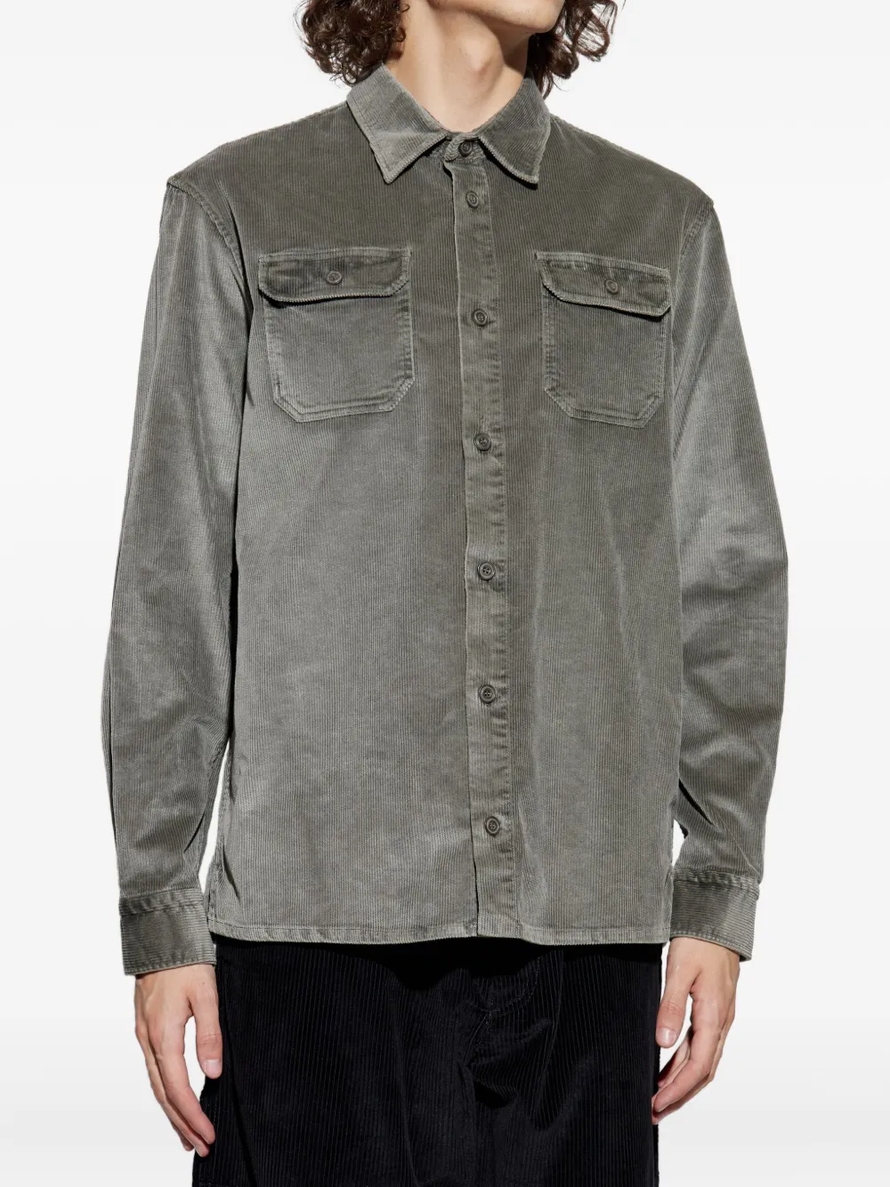 Paul & Shark Corduroy Double-pocket Shirt In Gray