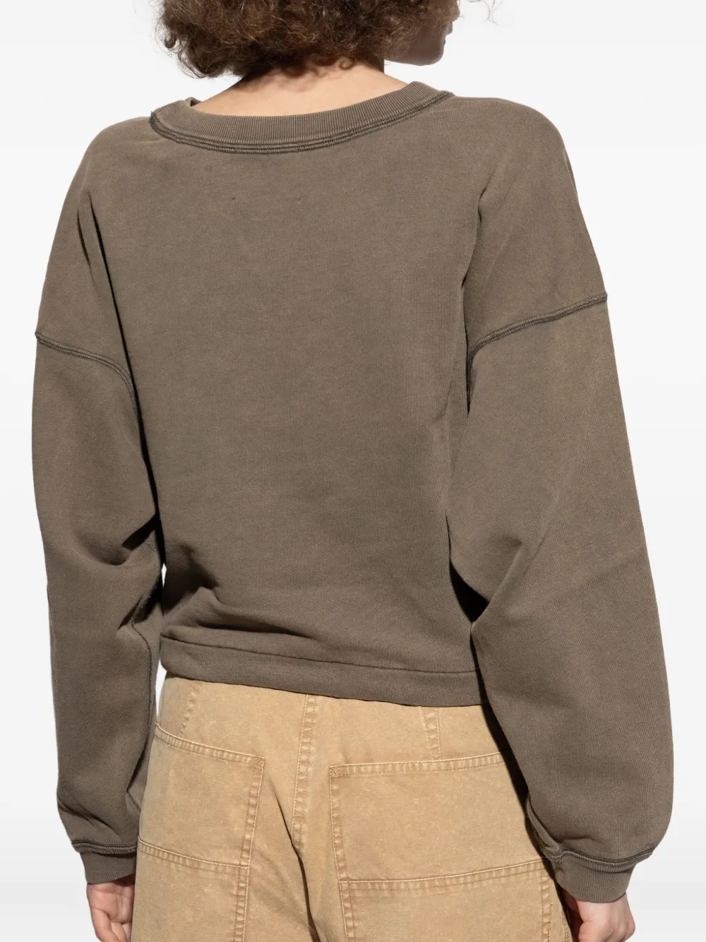 Isabel Marant Étoile Logo-print Drawstring-hem Sweatshirt In Brown