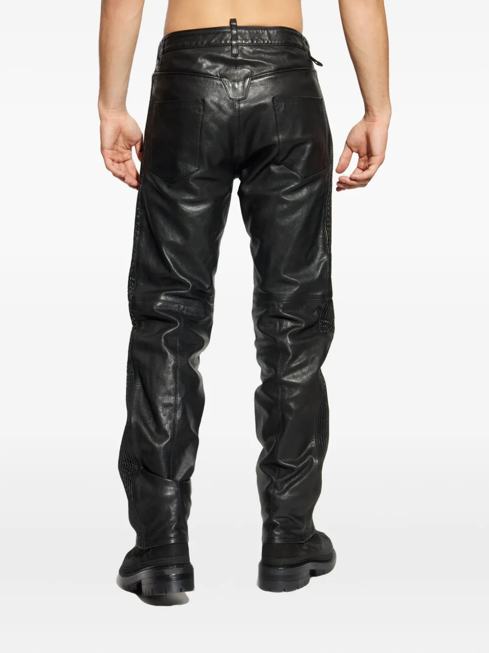 DSQUARED2 x Ducati leren broek met rits Zwart