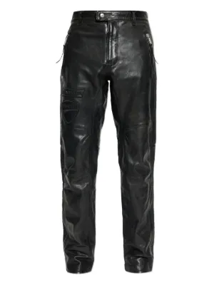 PHILIPP PLEIN ブラック レザーパンツ XXL 50位 Philipp Plein Zippered Leather Biker Trousers | Black | FARFETCH JO