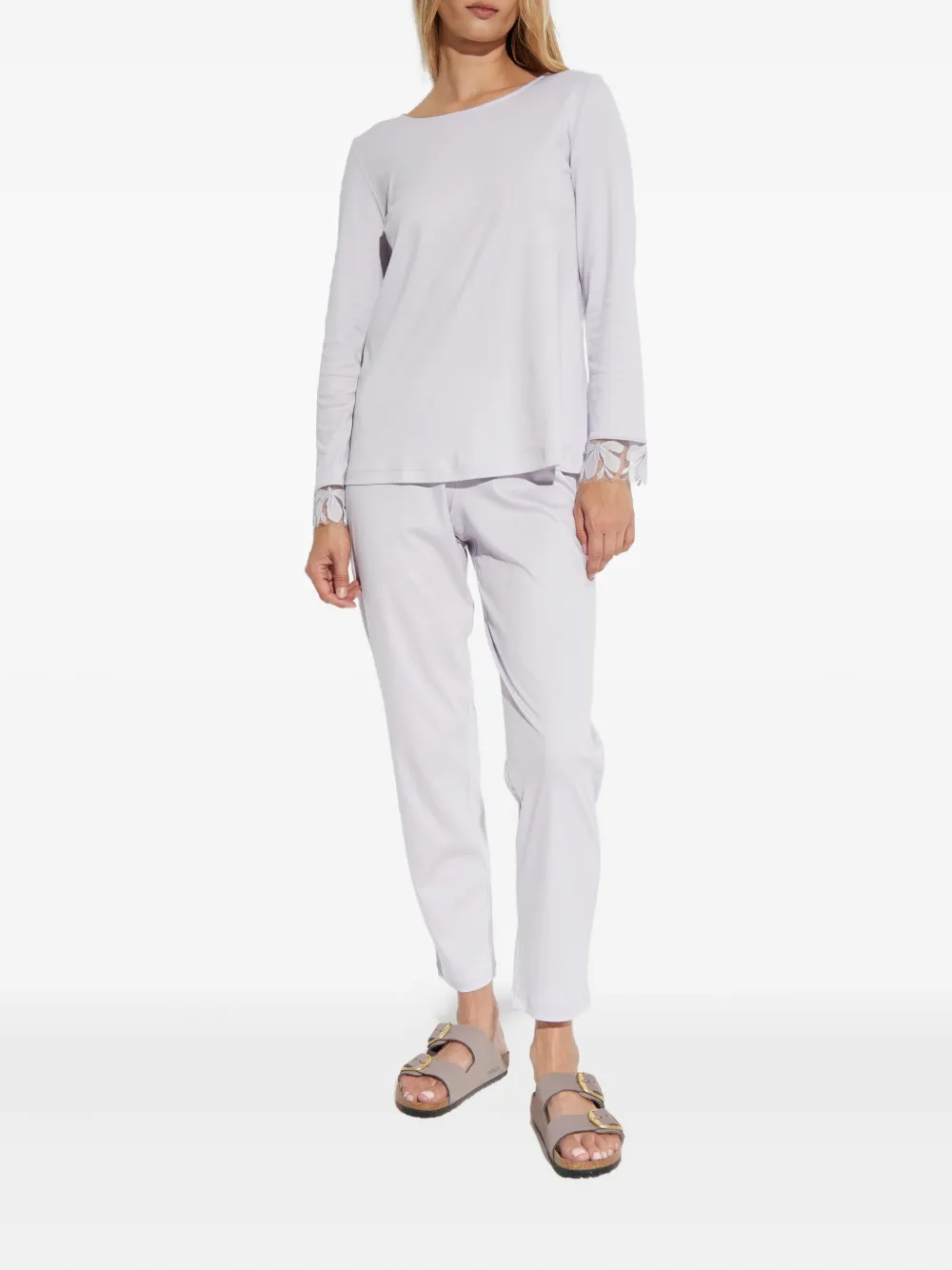 Hanro Pyjama met kant Roze