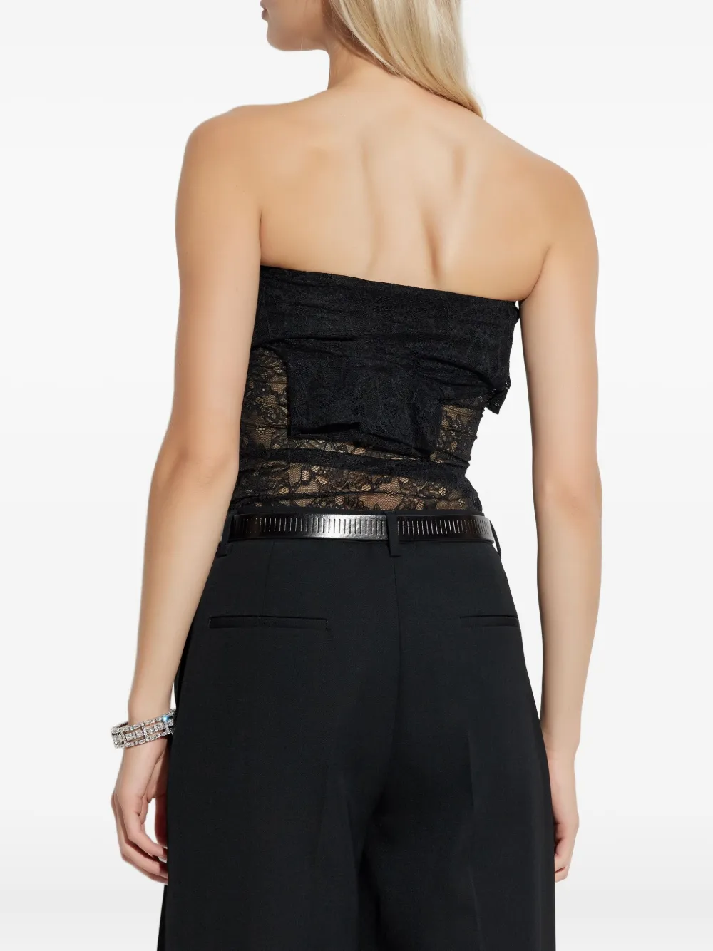 VETEMENTS Top met strik van kant Zwart