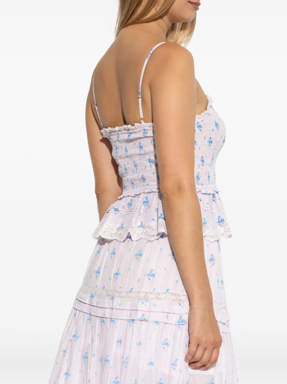 Loveshackfancy Floral-lace Smocked Top In Pink