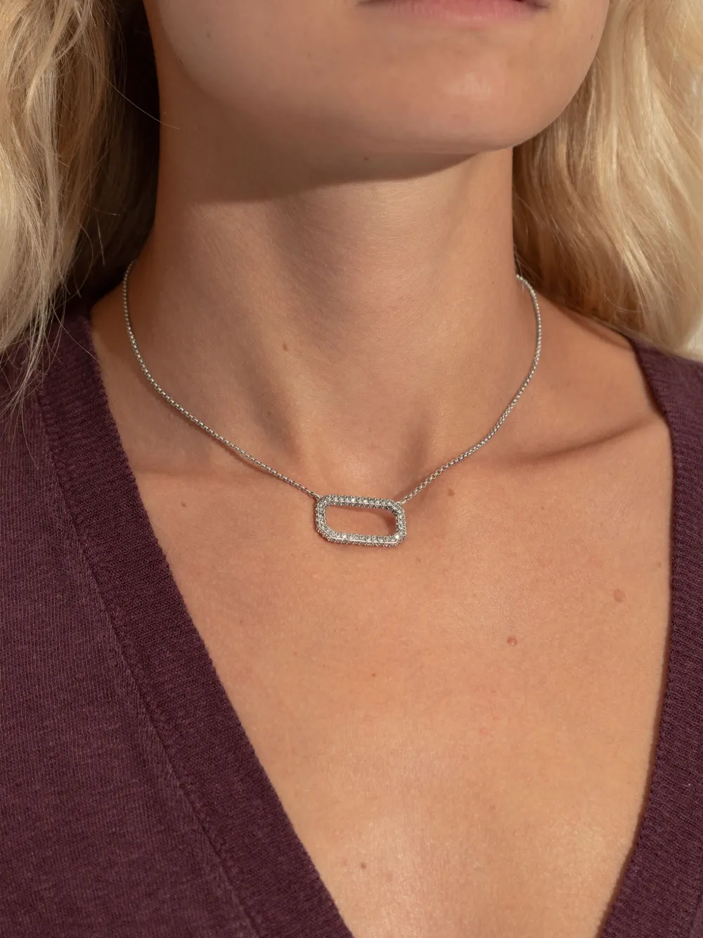  Allsaints Collar Con Montura Rectangular De Cristal - Plateado 