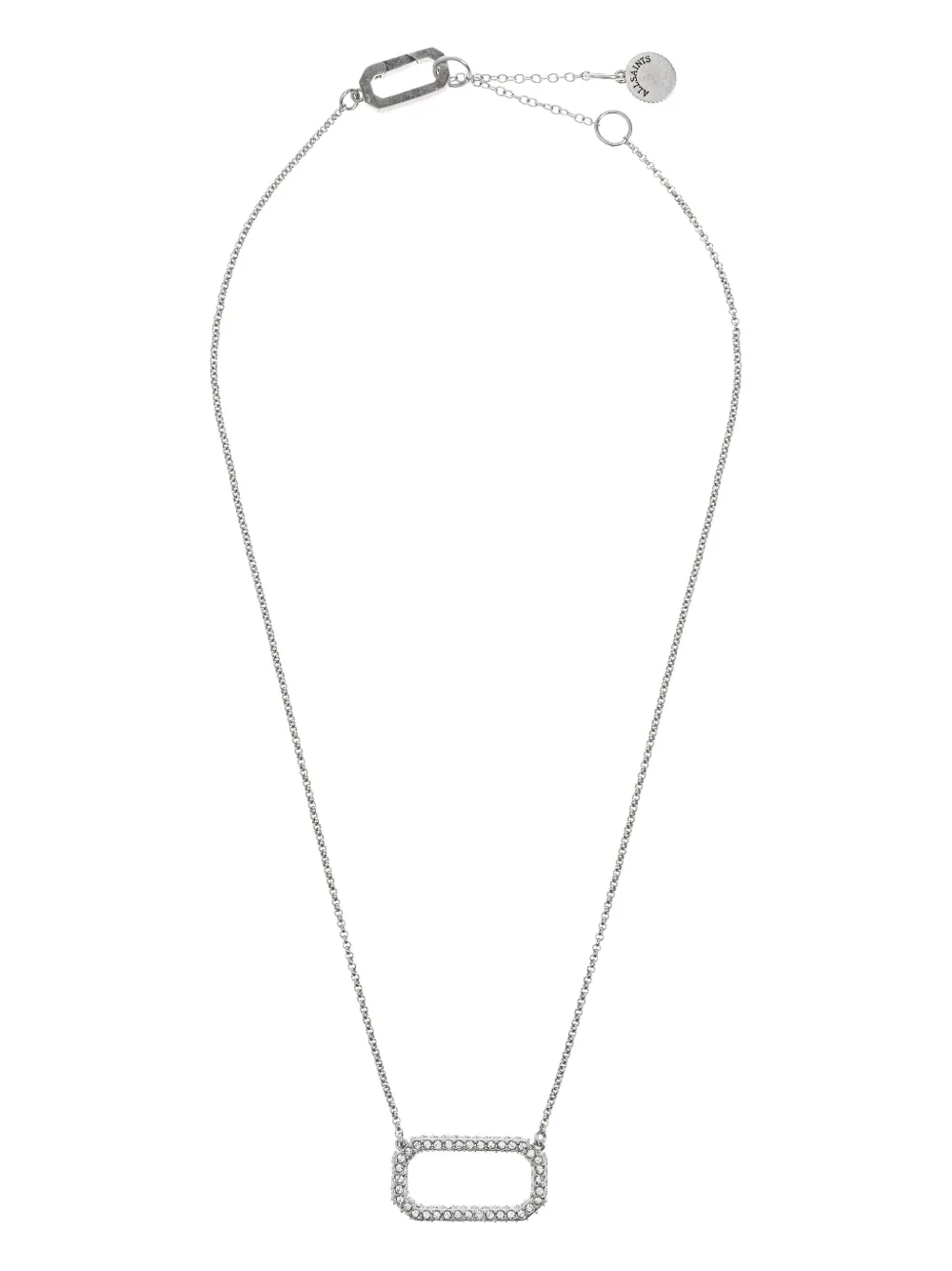 Allsaints Rectangle-frame Crystal Necklace In Metallic