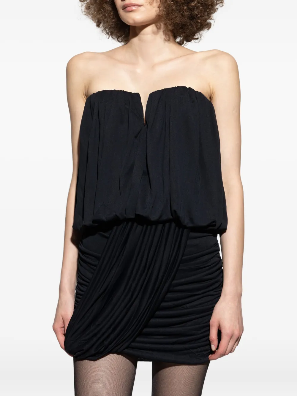 ISABEL MARANT Strapless geplooide jurk Zwart