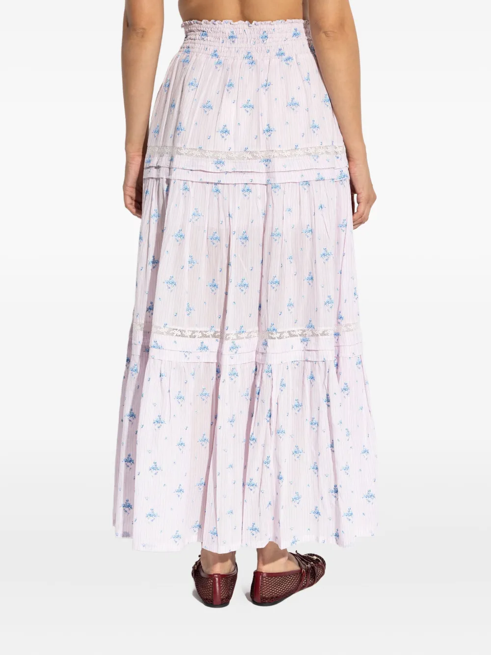 Loveshackfancy Floral-print A-line Maxi Skirt In Pink