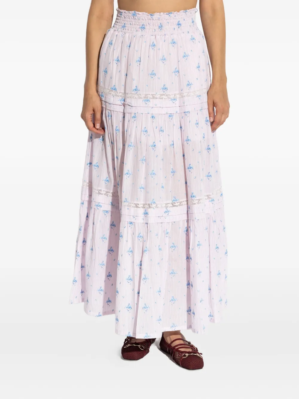 Loveshackfancy Floral-print A-line Maxi Skirt In Pink