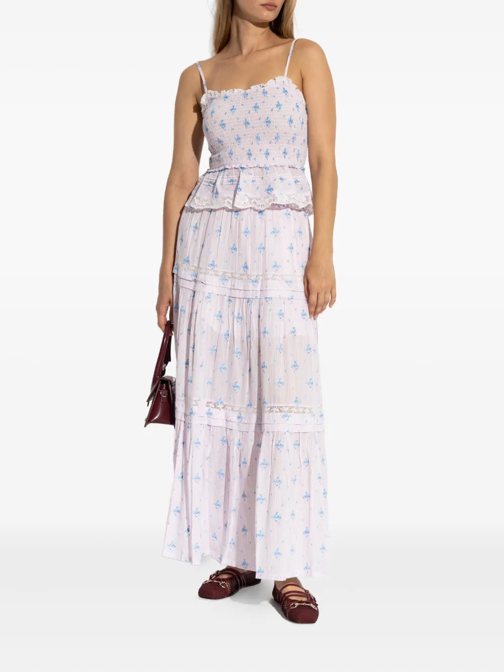LoveShackFancy floral-print A-line maxi skirt - Roze