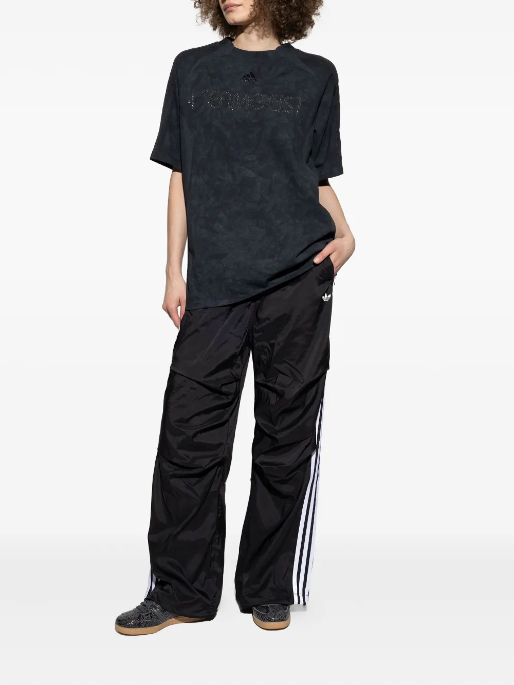 Adidas Originals Rhinestone-embellishment Cotton T-shirt In Black