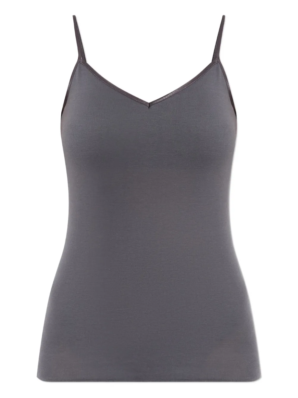 Hanro satin-trimmed cotton top | Grey | Image 1