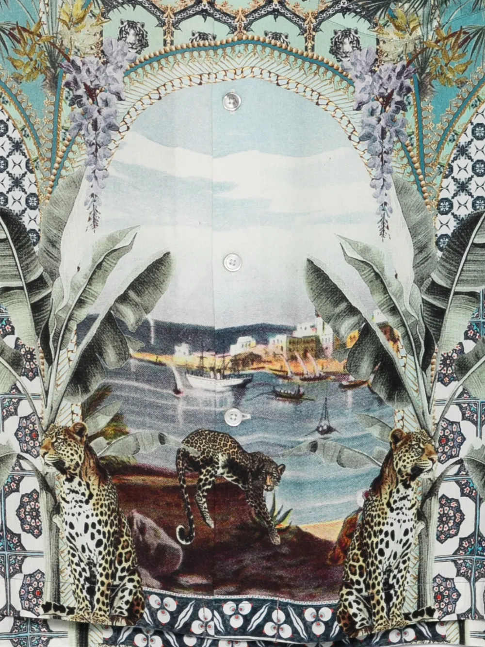 Camilla Overhemd met palmboomprint Groen