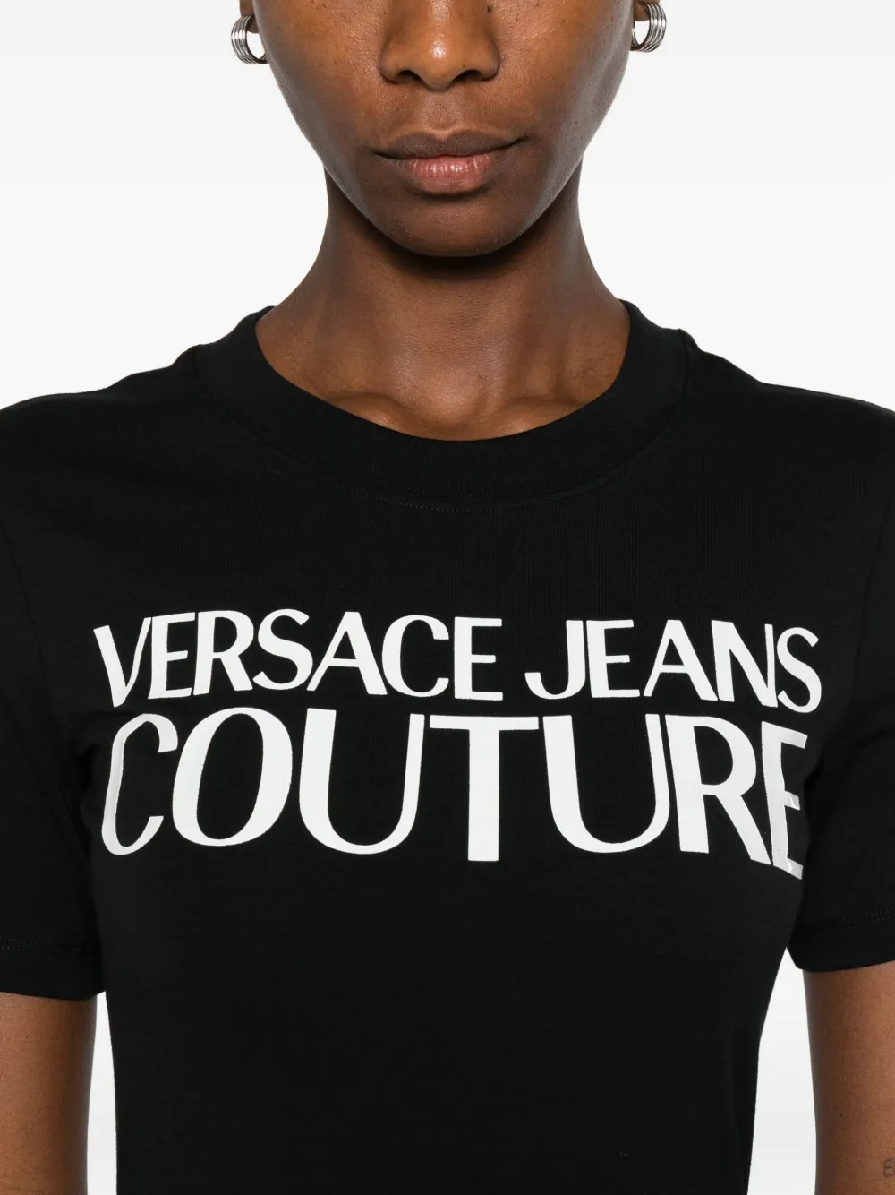 Versace Jeans Couture Jurk met logoprint Zwart