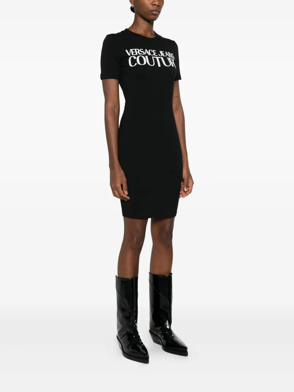 Versace Jeans Couture Jurk met logoprint Zwart