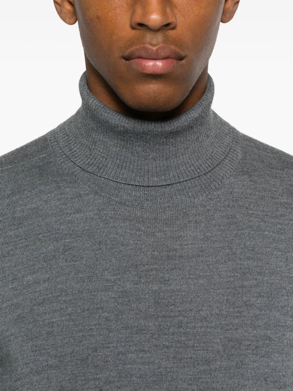 Stone Island Roll-neck Logo-patch Sweater In Gray