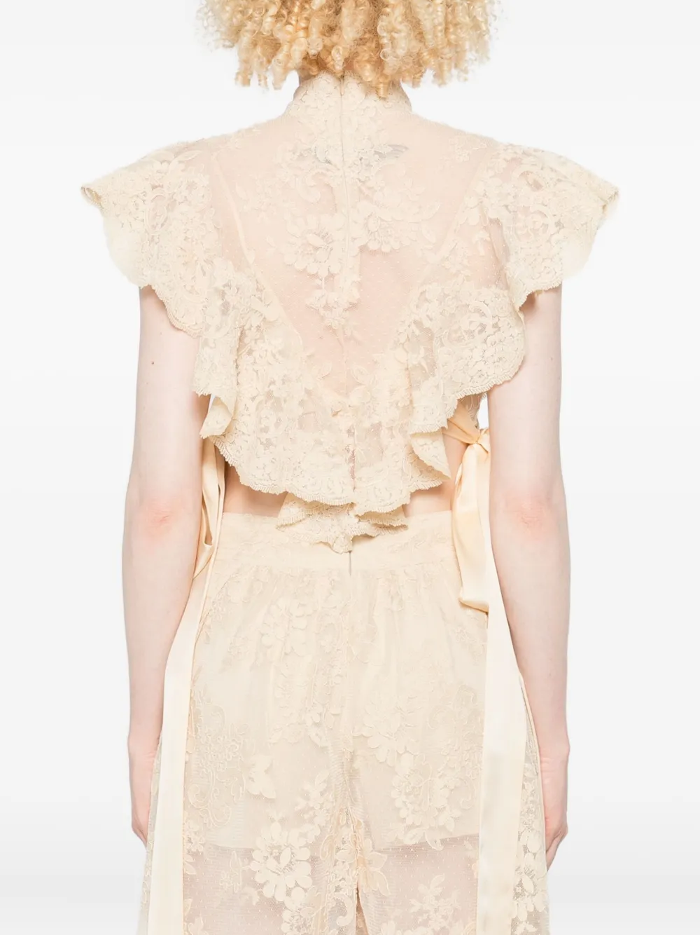 Zimmermann Hypnotic Lace Ruffled Top In Burgundy