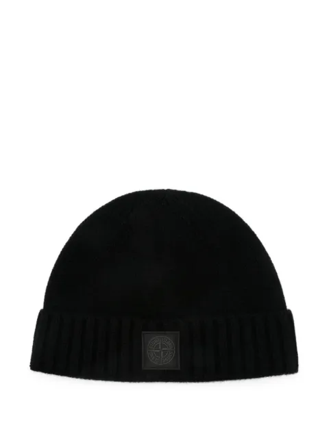 Stone Island logo-patch ribbed beanie