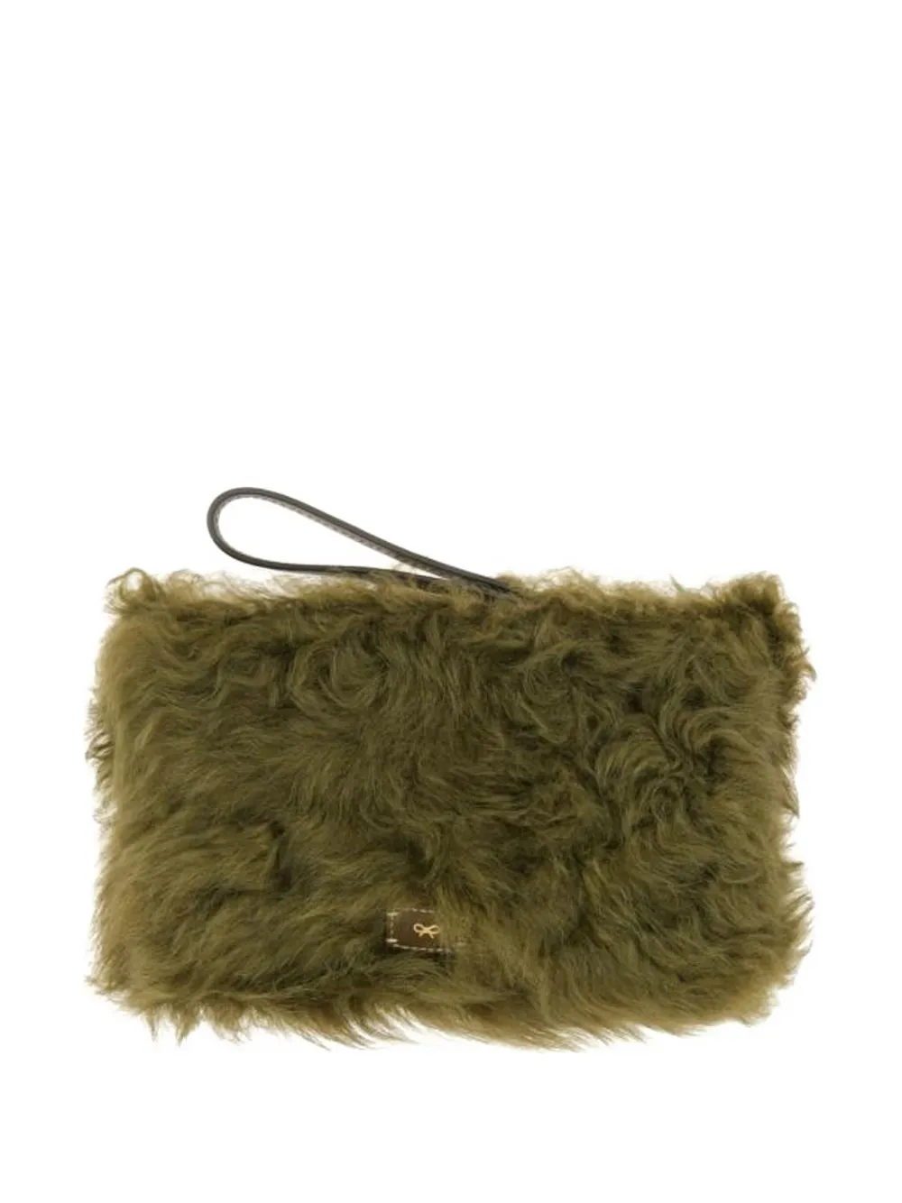 Anya Hindmarch Eyes shearling handle clutch bag - Groen