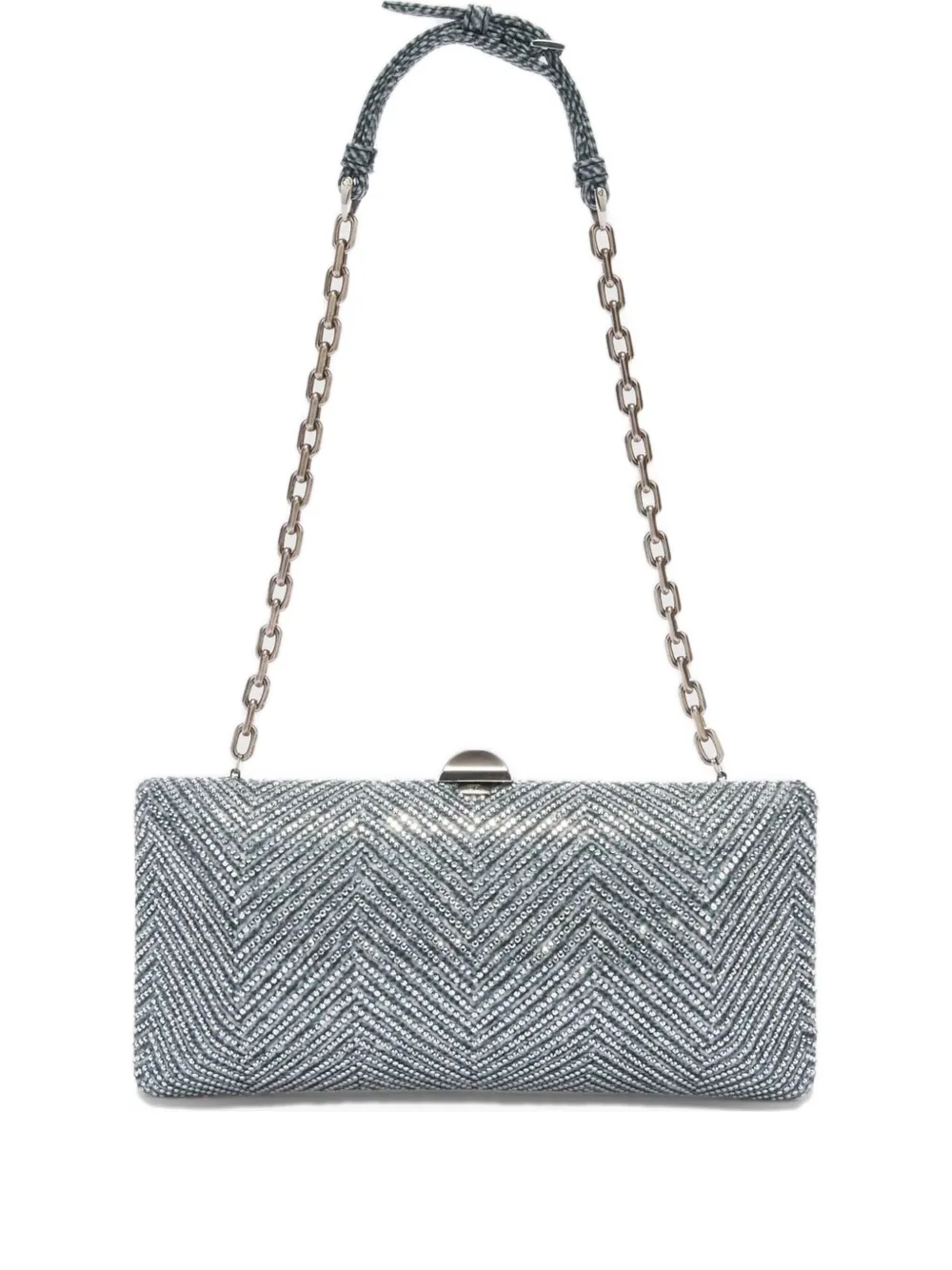 Ermanno Scervino Rose Embellished Clutch Bag In Silver