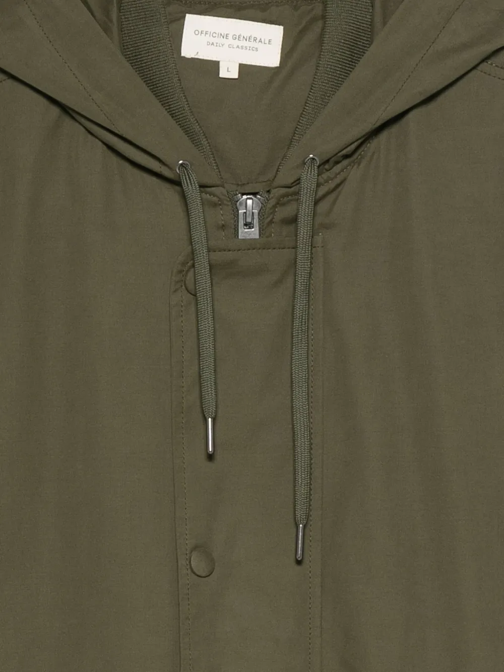 Officine Generale Bradley Hooded Drawstring Coat In Green