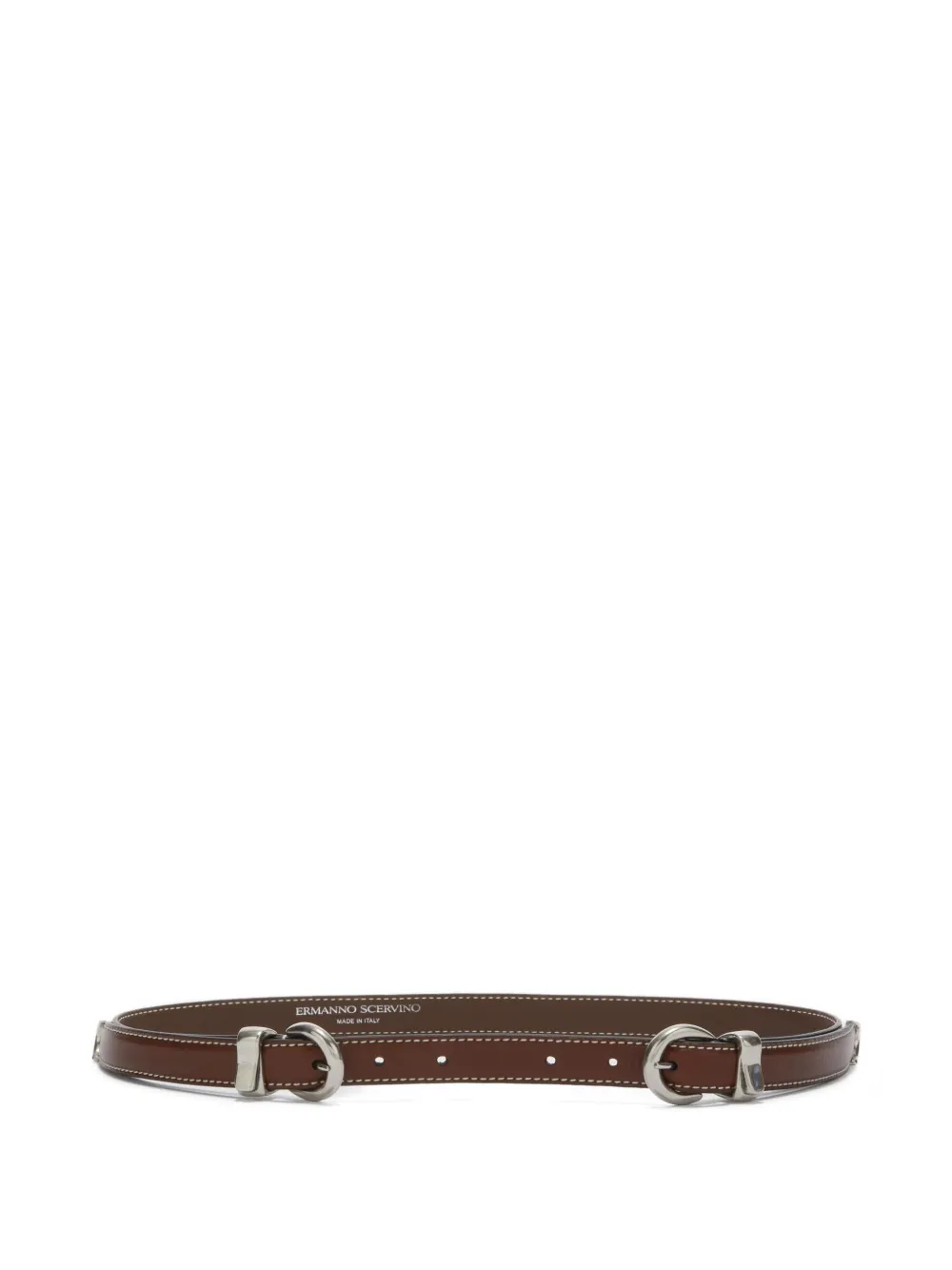 Ermanno Scervino double-buckle calfskin belt - ブラウン Ermanno Scervino double-buckle calfskin belt - ブラウン