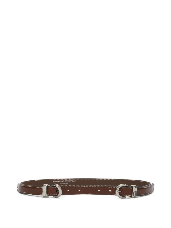 Ermanno Scervino Leather Belt Women Brown Belts ERMANNO SCERVINO Belt Dark Brown Leather Wide Buckle Waist  main image 2