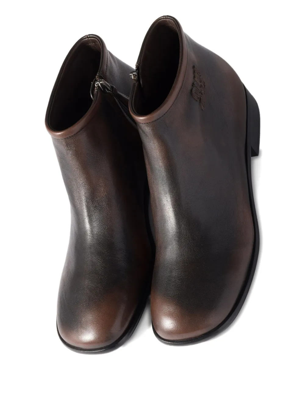 Miu logo-detail leather boots Brown