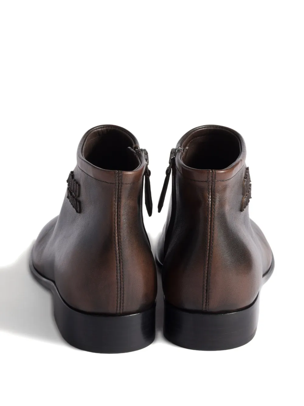 Miu logo-detail leather boots Brown
