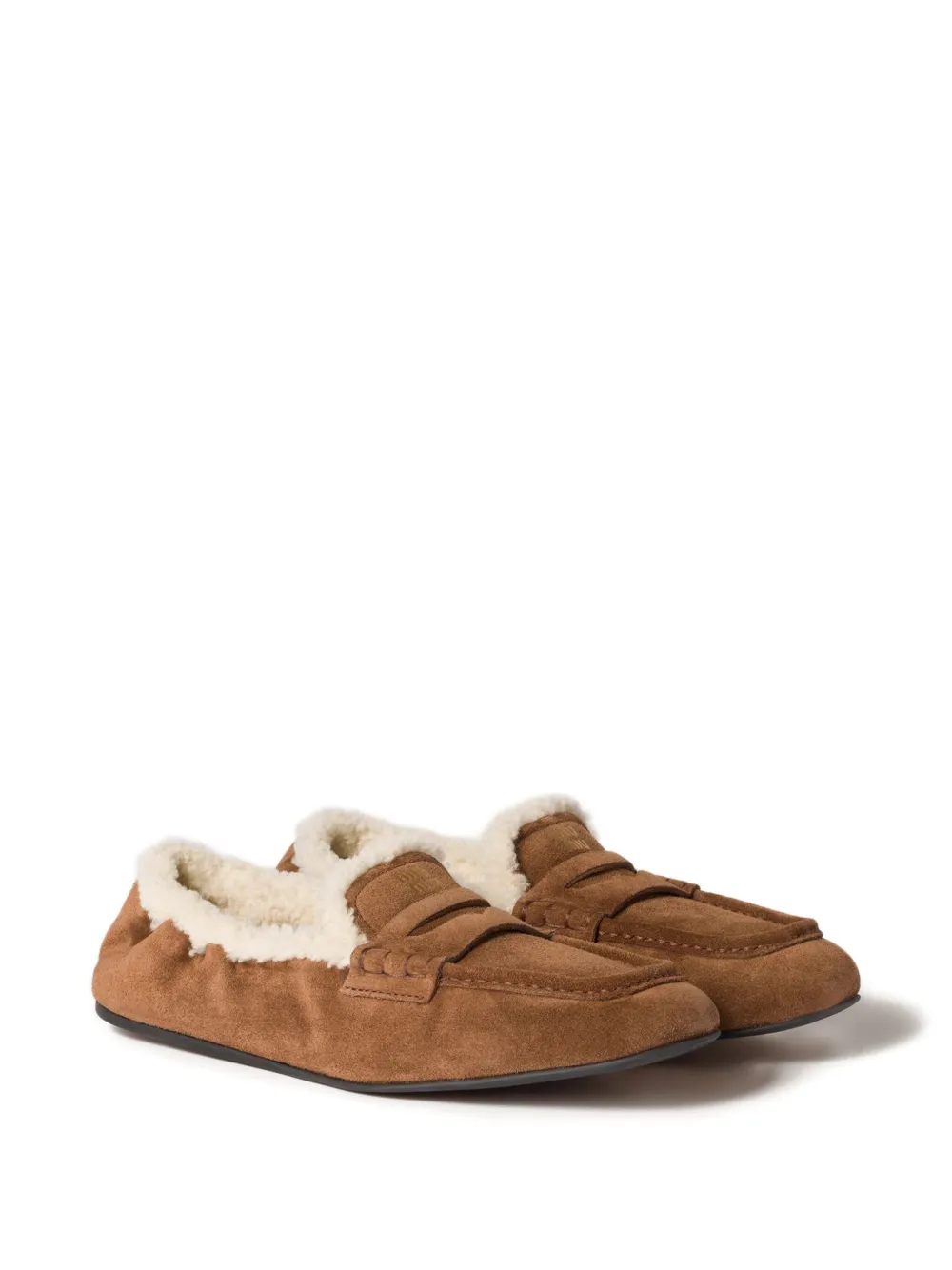 Miu Miu Logo-detail Suede Loafers In Multi