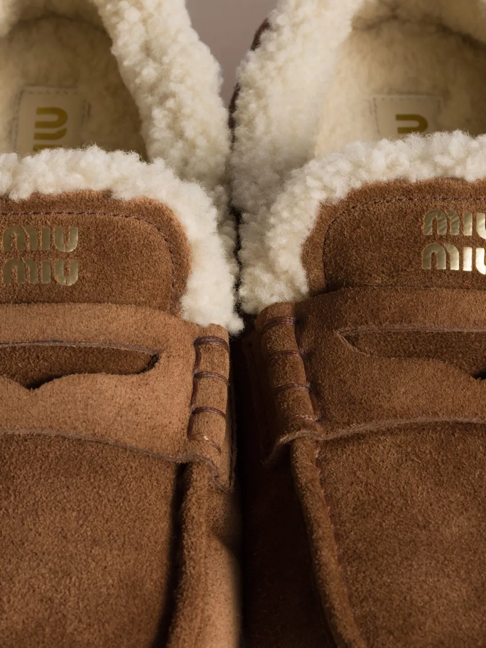 Miu Miu Logo-detail Suede Loafers In Multi
