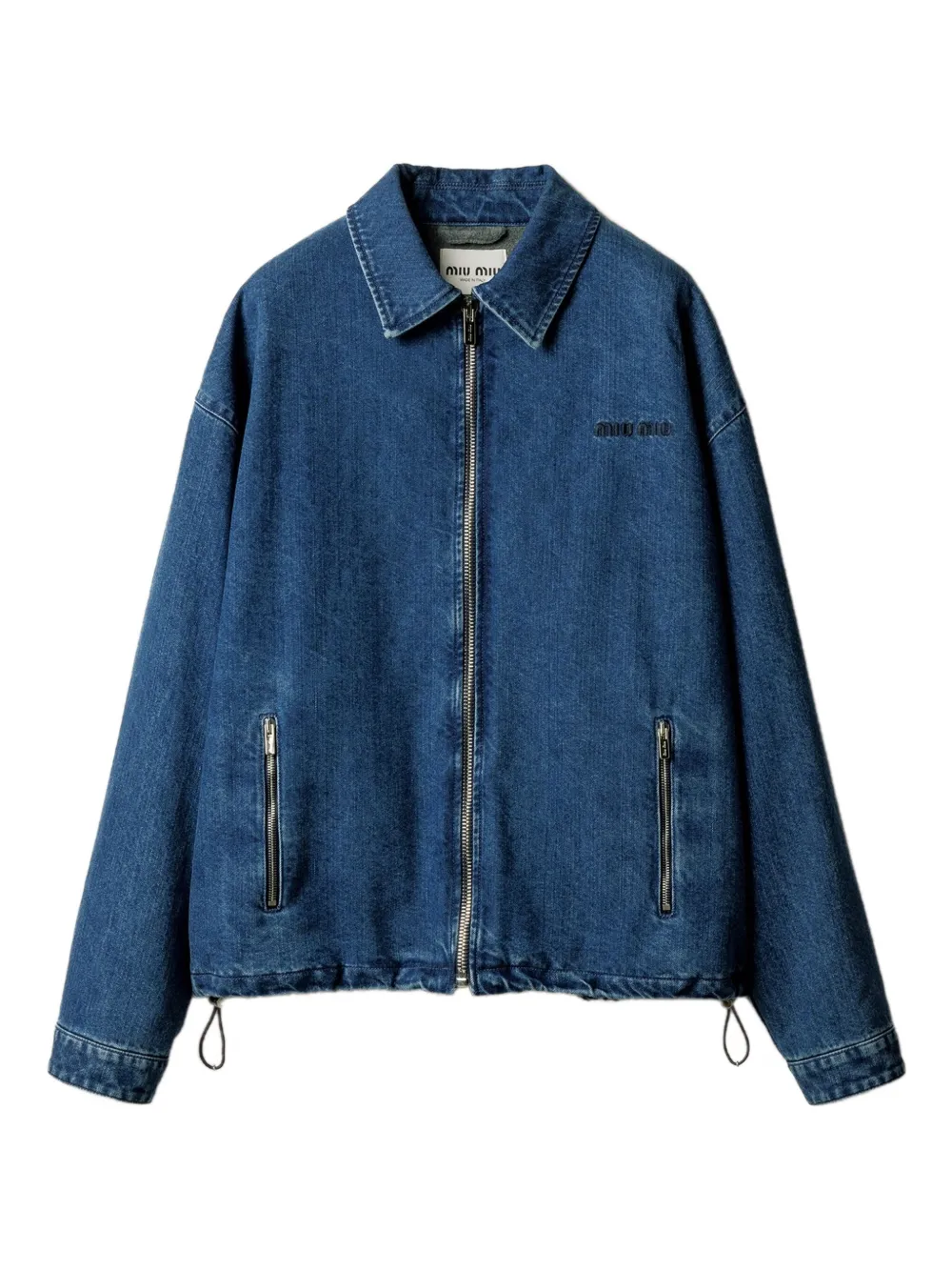 Miu Miu logo-embroidered denim jacket | Blue | Image 1