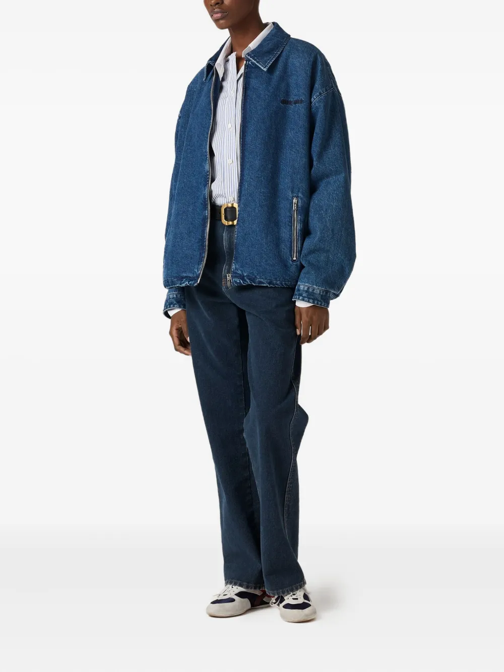 Miu Miu logo-embroidered denim jacket | Denim Jackets | Image 2