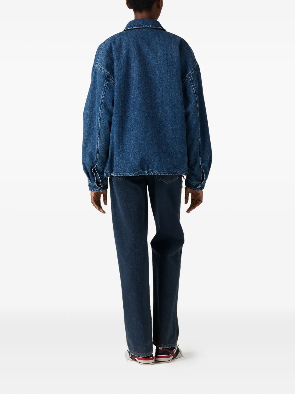 Miu Miu Logo-embroidered Denim Jacket In Blue