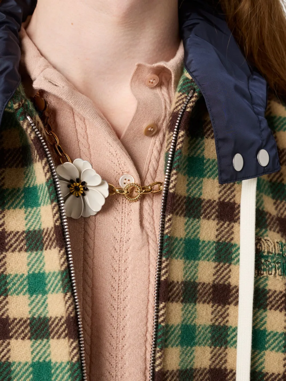 Miu Miu Cashmere Pointelle Cable-knit Polo In Pink