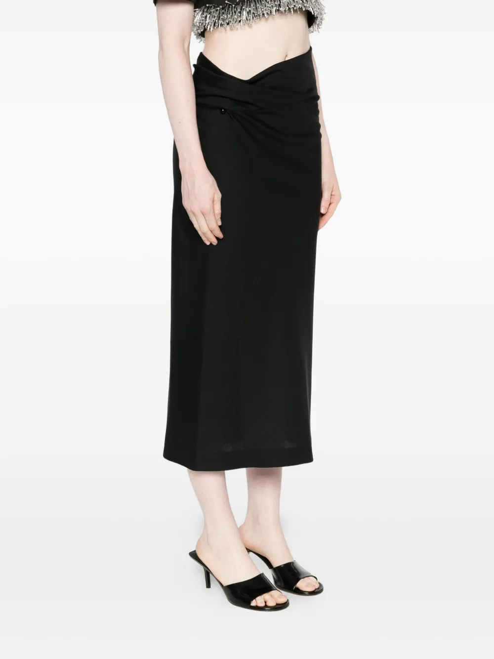 Alberta Ferretti Midi-rok met gedrapeerd detail Zwart