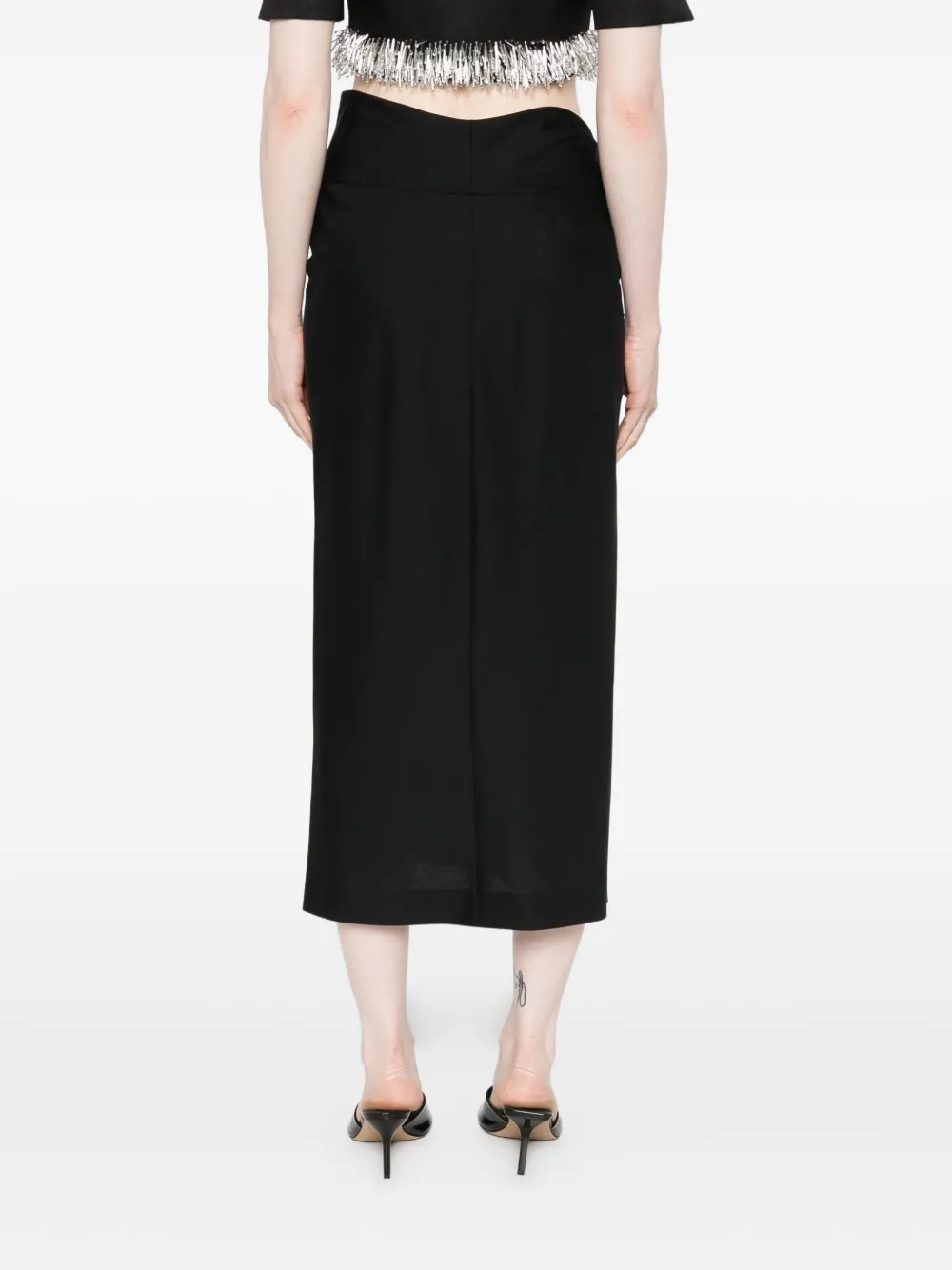 Alberta Ferretti Midi-rok met gedrapeerd detail Zwart