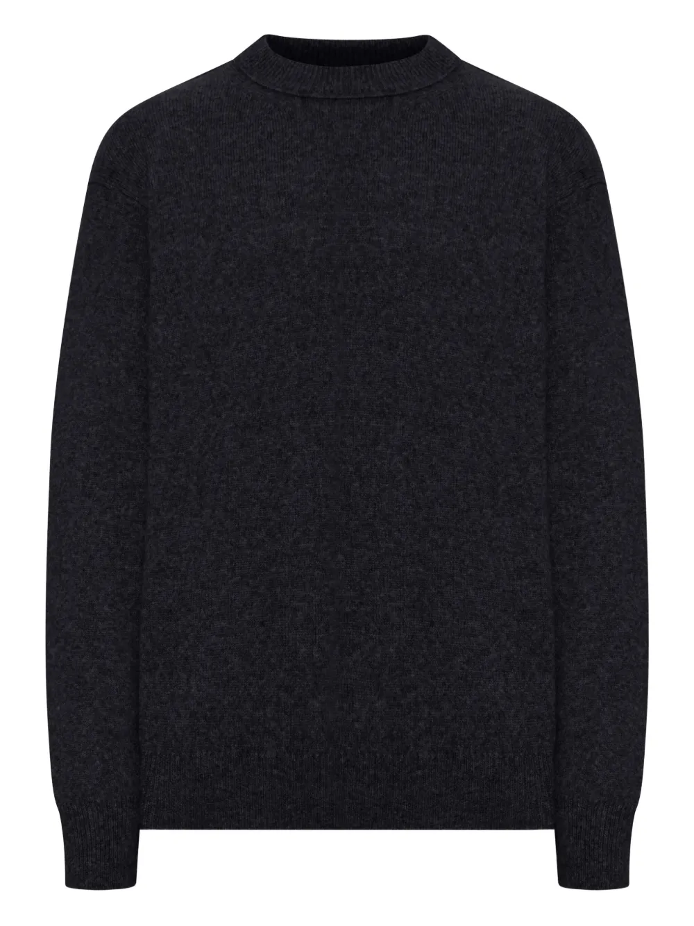 Roberto Collina Crew Neck Sweater In Melange Effect Wool In Black