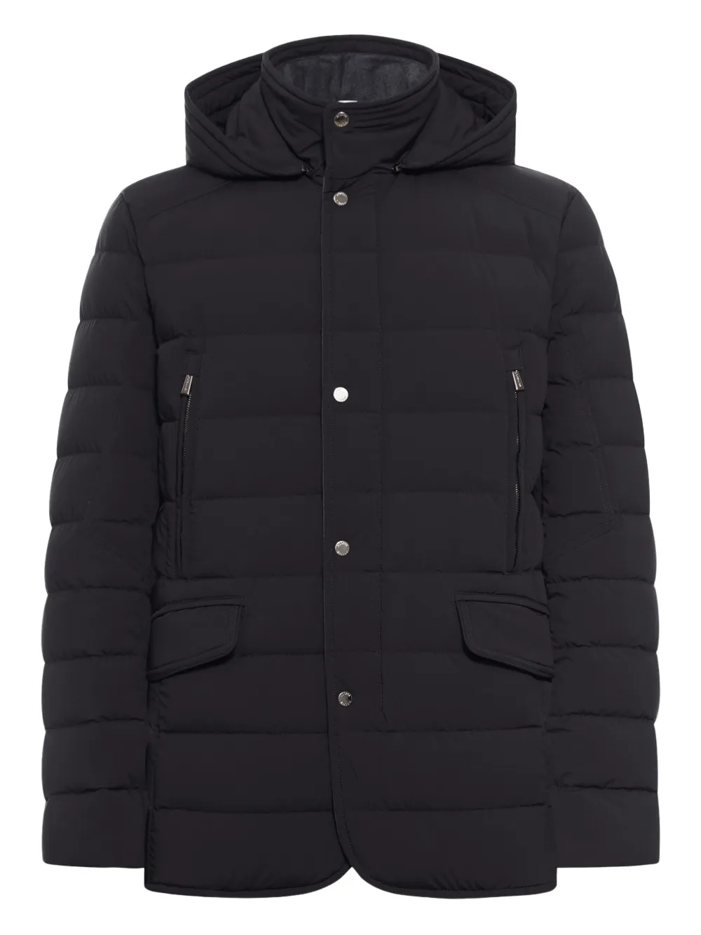 Moorer Long-sleeved Hooded Cotton Jacket In Black