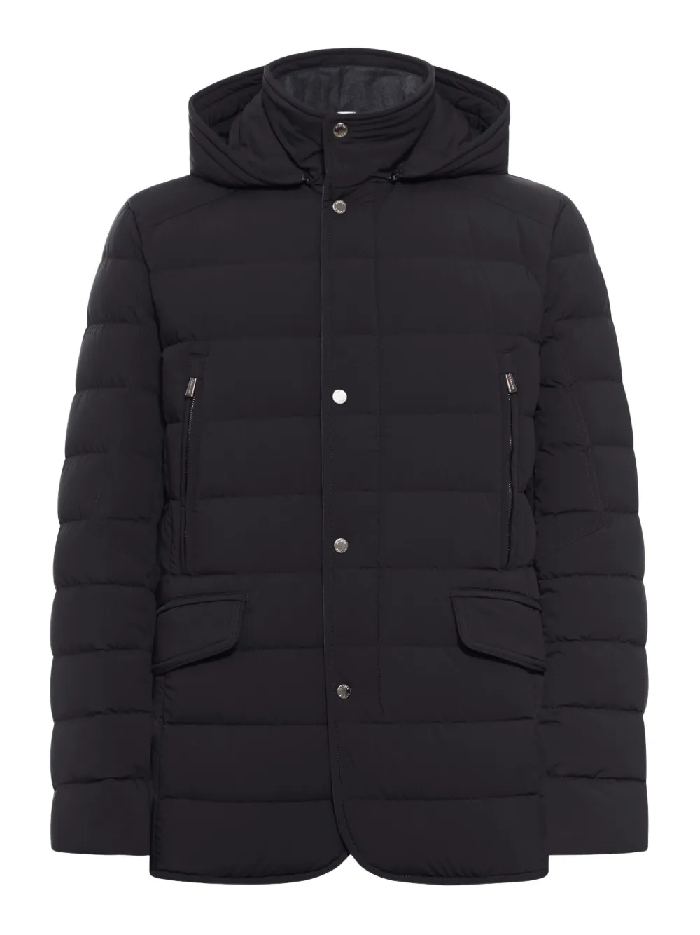 Moorer Long-sleeved Hooded Cotton Jacket In Black