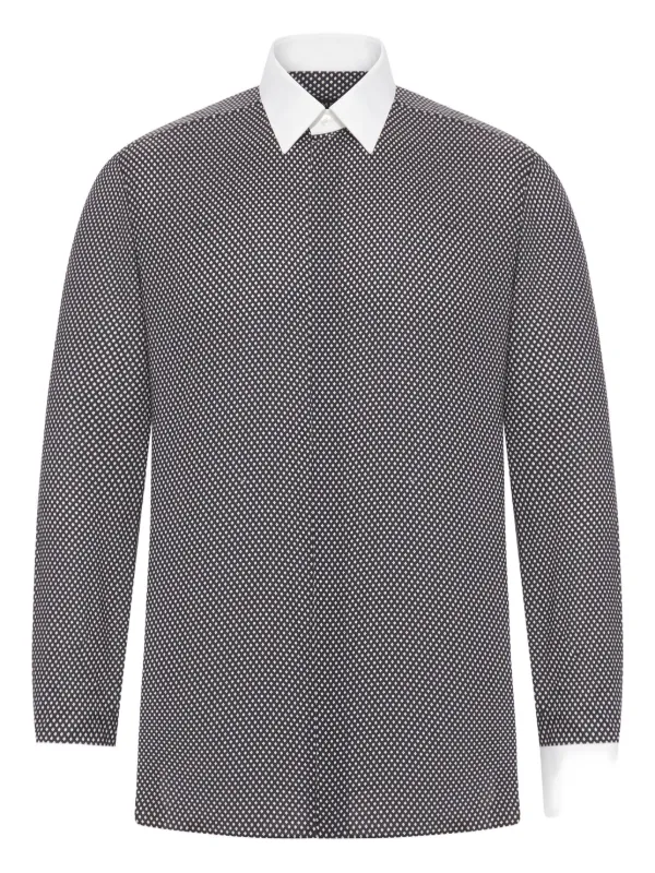 Tom Ford Diamond-pattern Cotton Shirt in Black