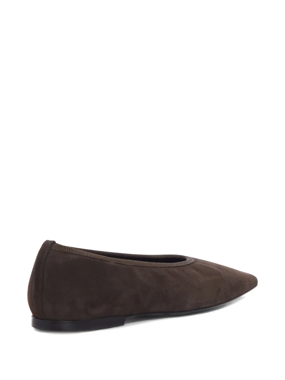 TOTEME Minimalist suede pointed-toe flats Brown