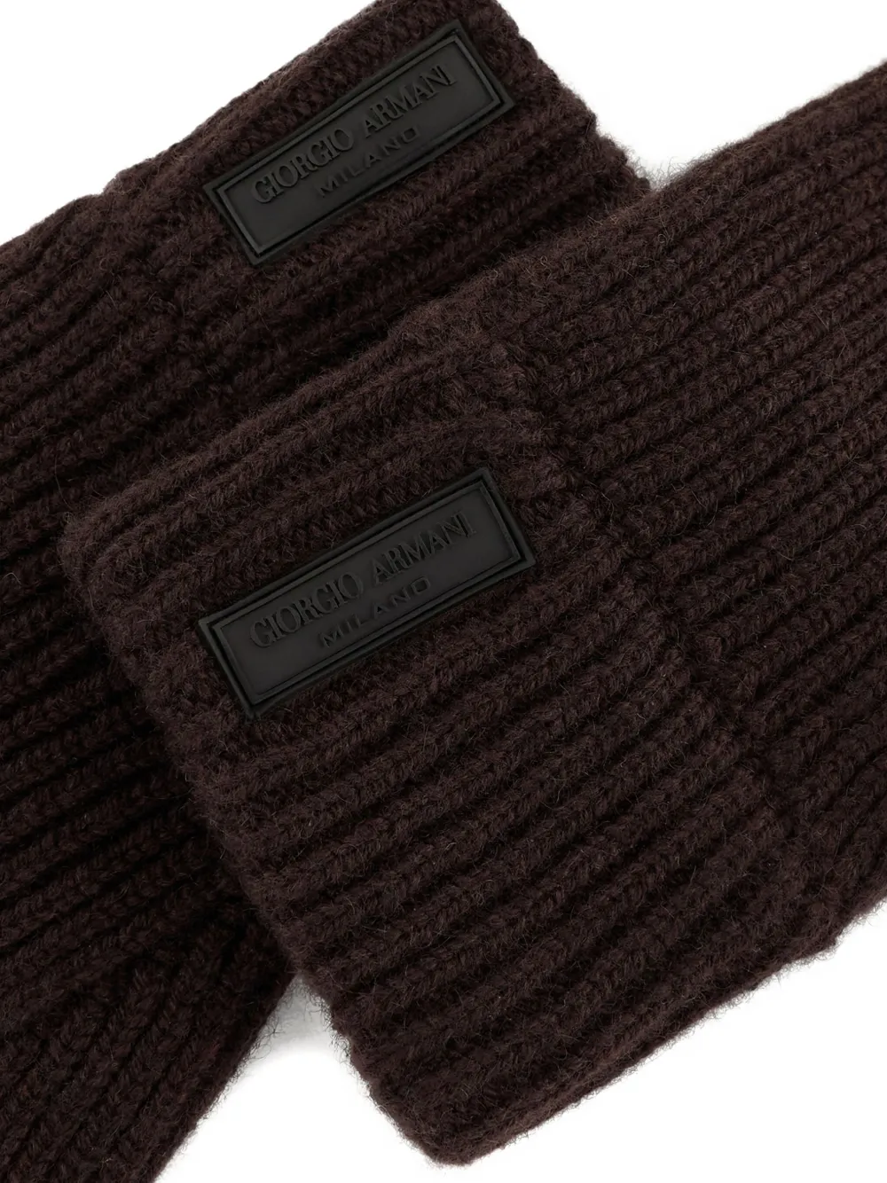 Giorgio Armani ribbed cashmere gloves - Bruin