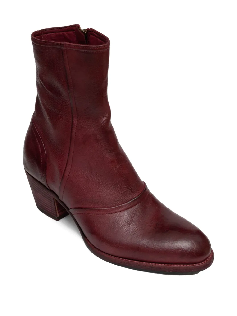 PAUL SILENCE zip-detail leather boots Red