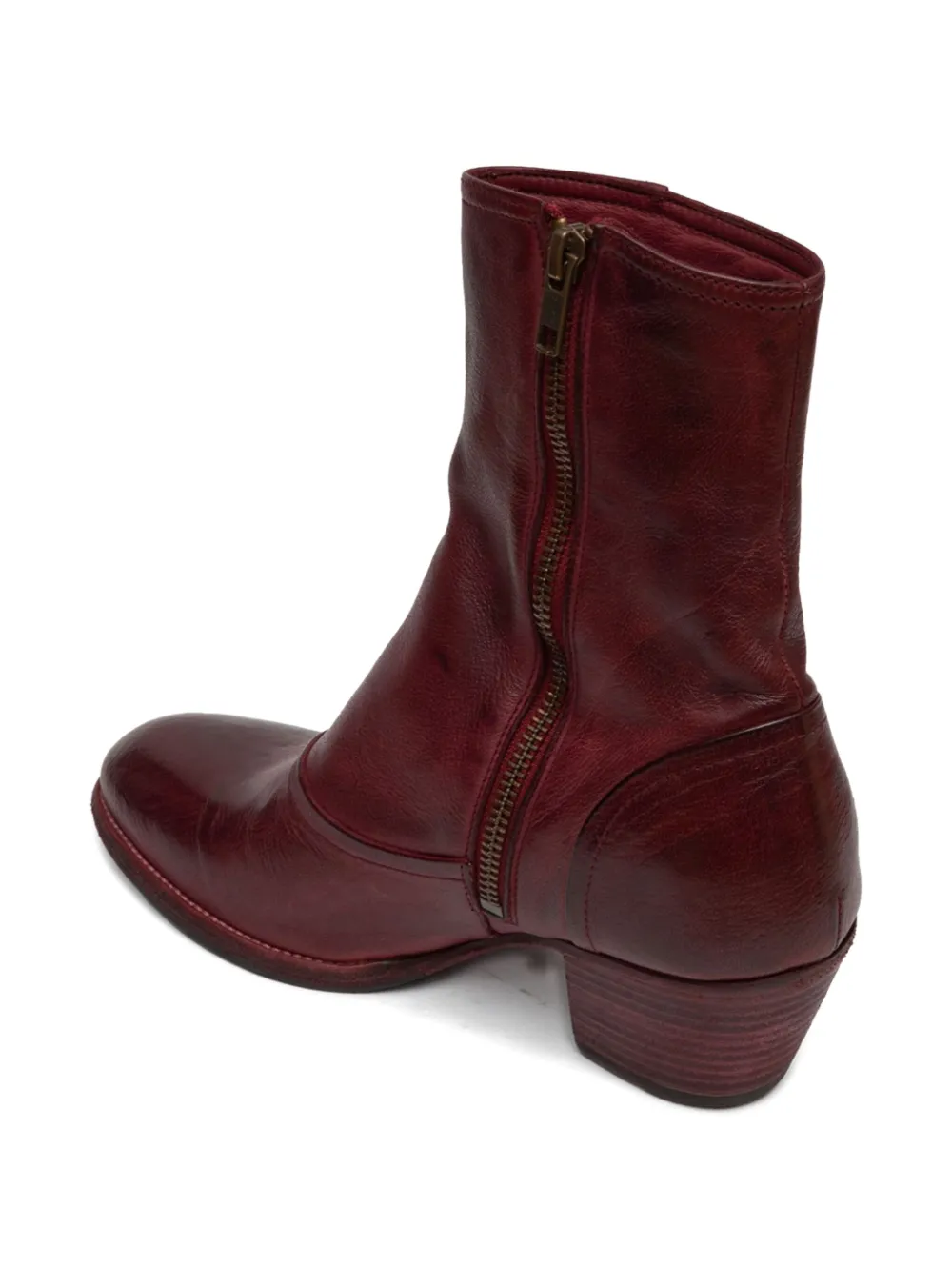 PAUL SILENCE zip-detail leather boots Red